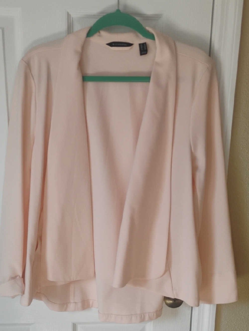 H By Halston Peach Colored Open Front Buttonless Blazer Size 14